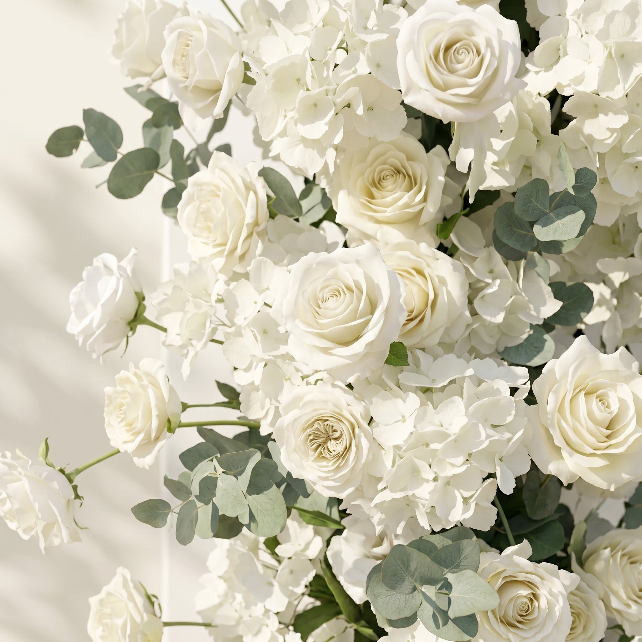 White Rose Eucalyptus Wedding Background Arch KT Board Decorative Flower Row Excludes Frame