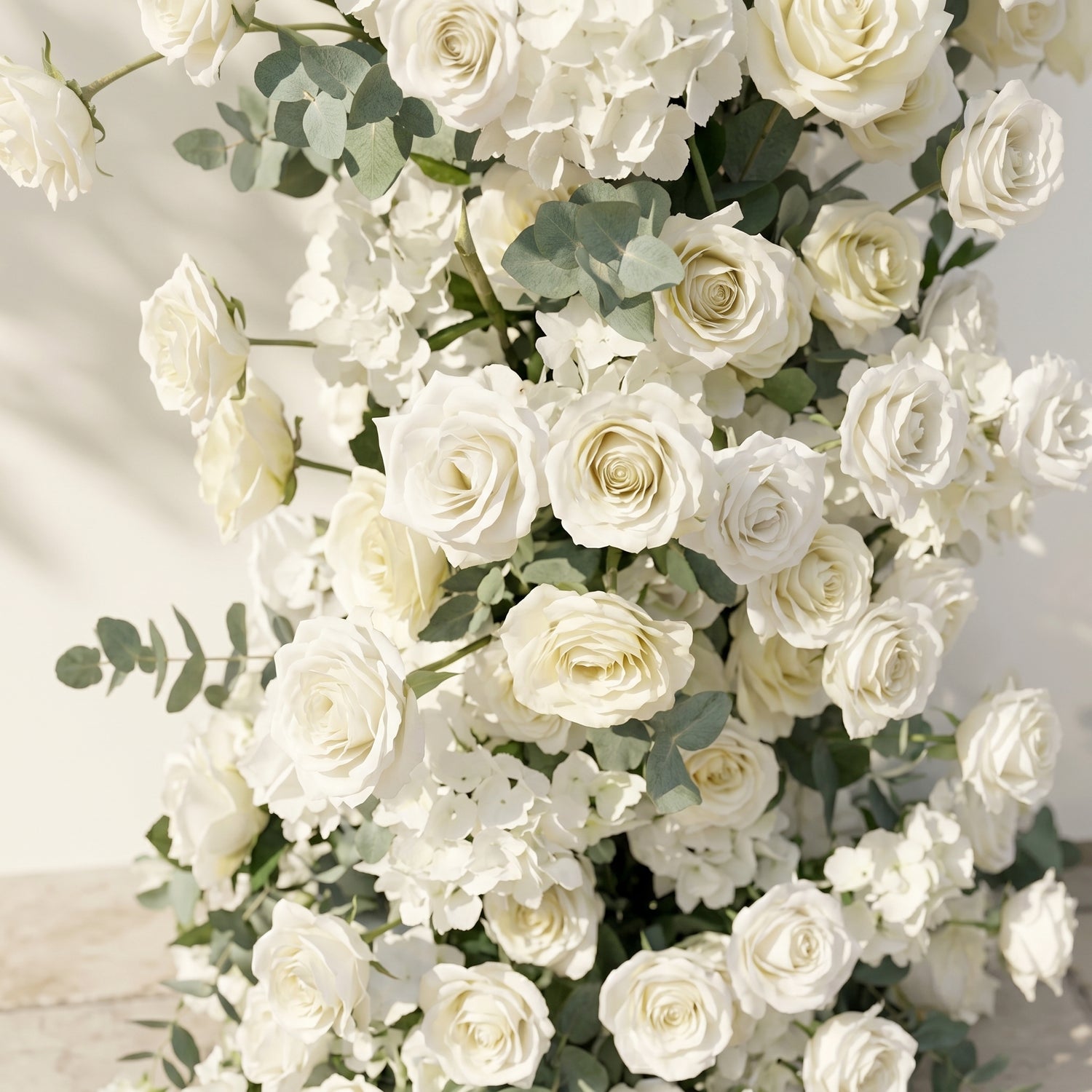 White Rose Eucalyptus Wedding Background Arch KT Board Decorative Flower Row Excludes Frame