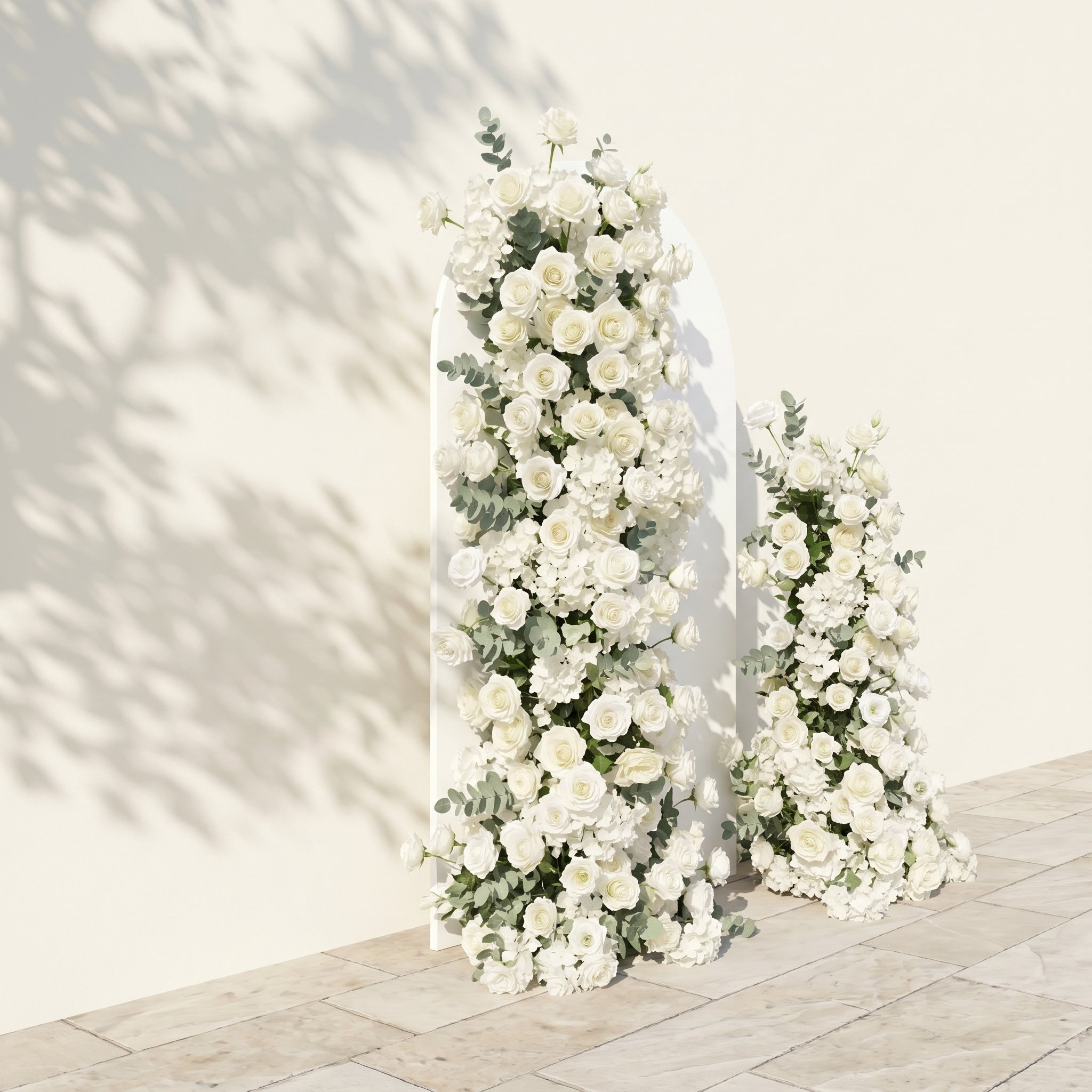 White Rose Eucalyptus Wedding Background Arch KT Board Decorative Flower Row Excludes Frame