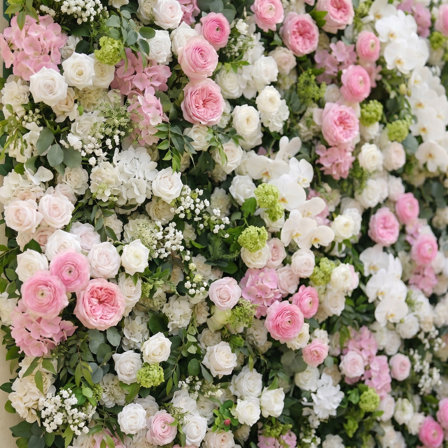 Pervia:5D Blush Pink &amp; Ivory White Silk Rose Flower Wall Roll-Up Fabric Backdrop for Romantic Weddings &amp; Proposals