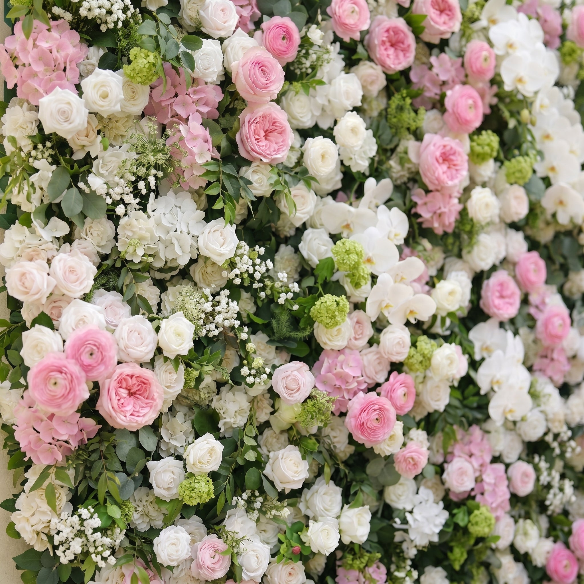 Pervia:5D Blush Pink &amp; Ivory White Silk Rose Flower Wall Roll-Up Fabric Backdrop for Romantic Weddings &amp; Proposals