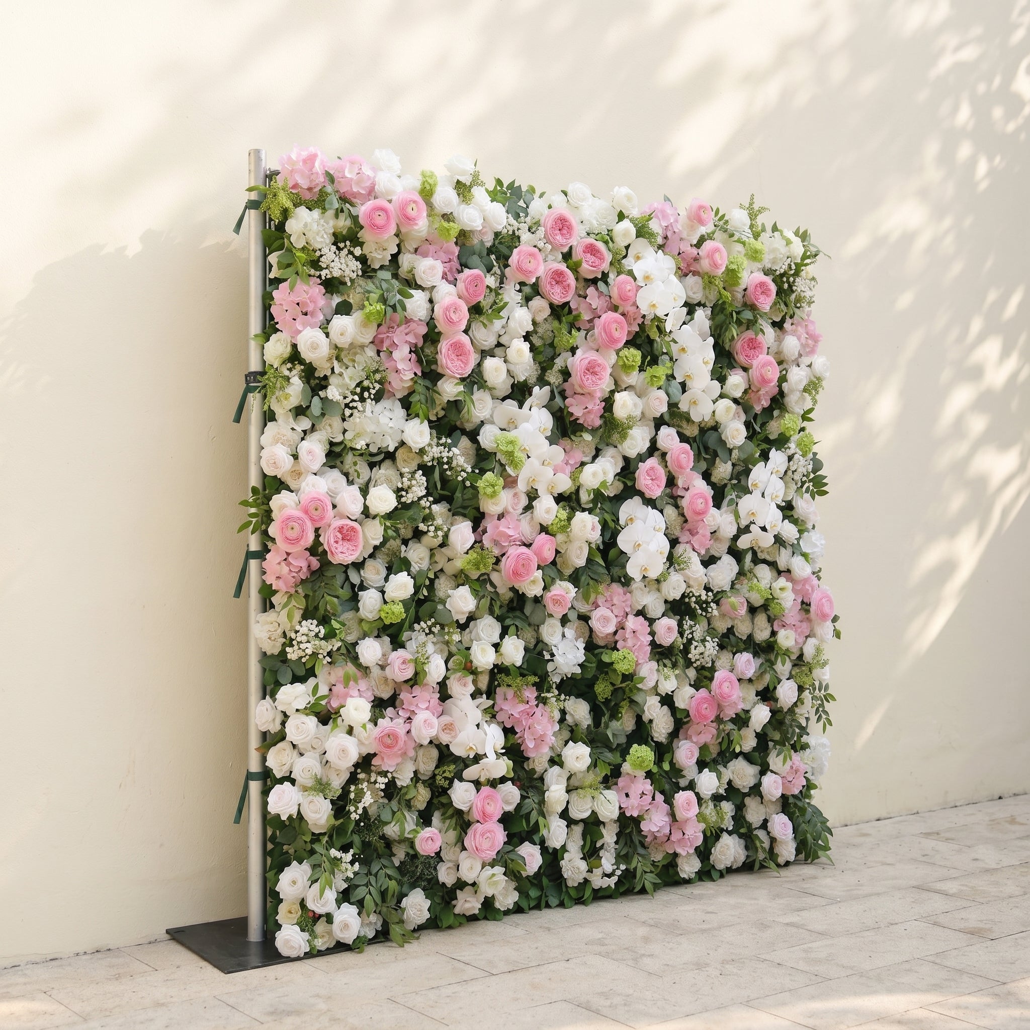 Pervia:5D Blush Pink &amp; Ivory White Silk Rose Flower Wall Roll-Up Fabric Backdrop for Romantic Weddings &amp; Proposals