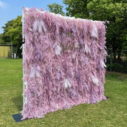 Purple Dream：5D Fabric Artificial rolling up curtain flower wall