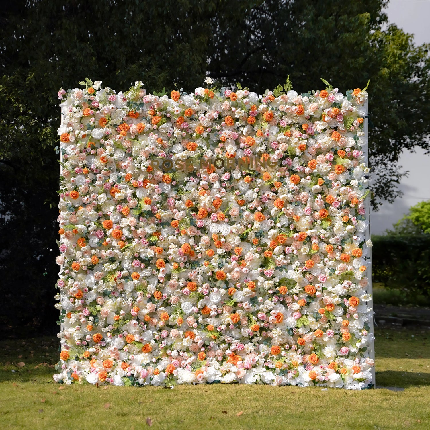 Pyrenie：3D Fabric Artificial rolling up curtain flower wall Rose Morning