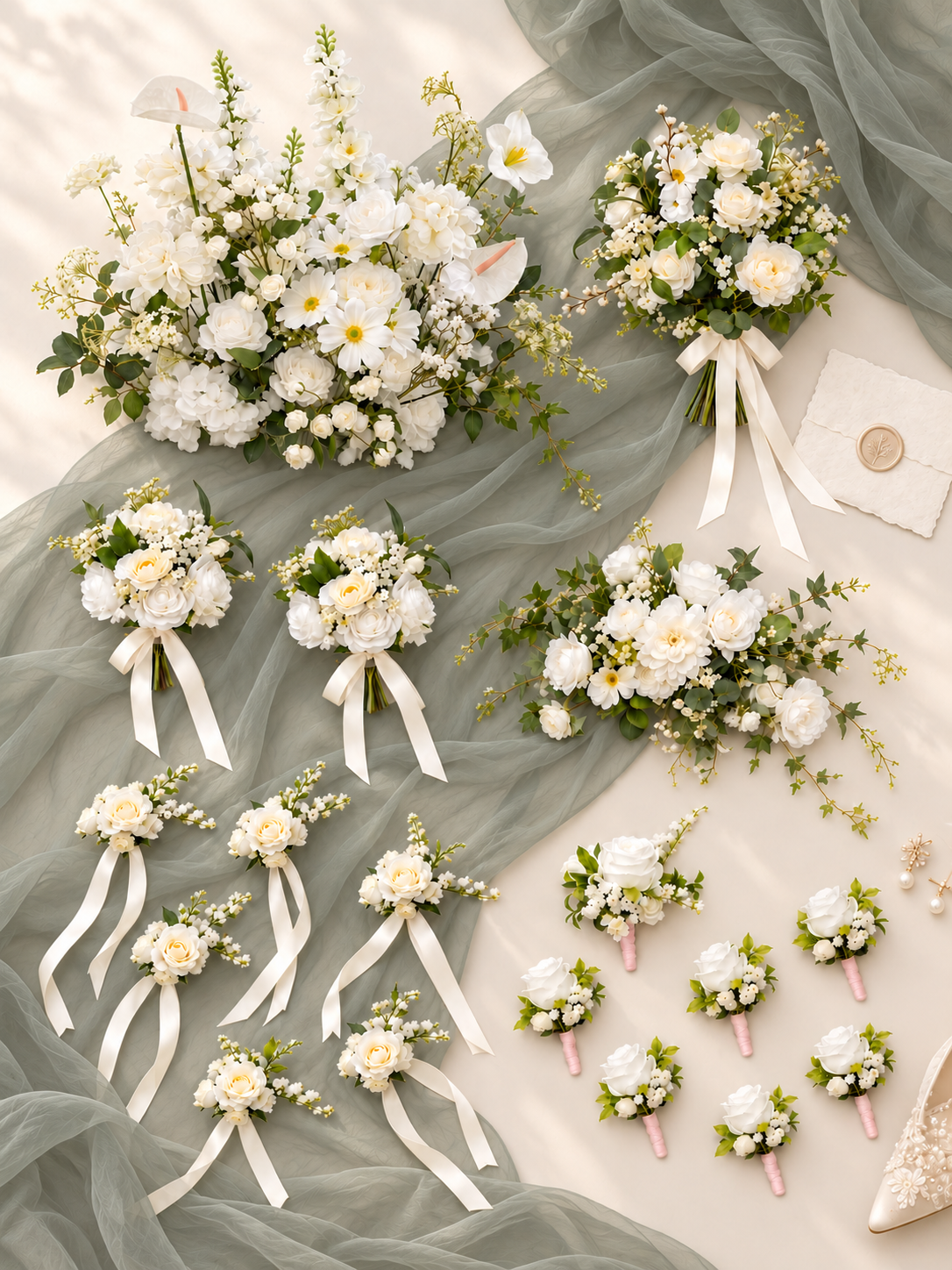 Galia – Wedding Party Package in Cloud White
