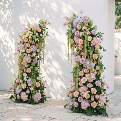 Aurlisse: Luxury Fresh Green &amp; Ivory Wildflower Ground Arch Arrangement for Elegant Garden Weddings &amp; Natural-Inspired Event Decor