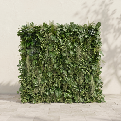 Raelira: Luxury 5D Green Silk Floral Wall Roll-Up Backdrop for Elegant Minimalist Weddings