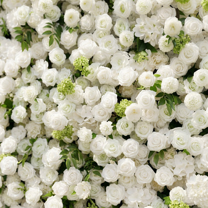 Raellyra:5D Soft Green &amp; Ivory White Silk Rose Flower Wall Roll-Up Fabric Backdrop for Romantic Weddings &amp; Proposals