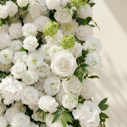 Raellyra:5D Soft Green &amp; Ivory White Silk Rose Flower Wall Roll-Up Fabric Backdrop for Romantic Weddings &amp; Proposals