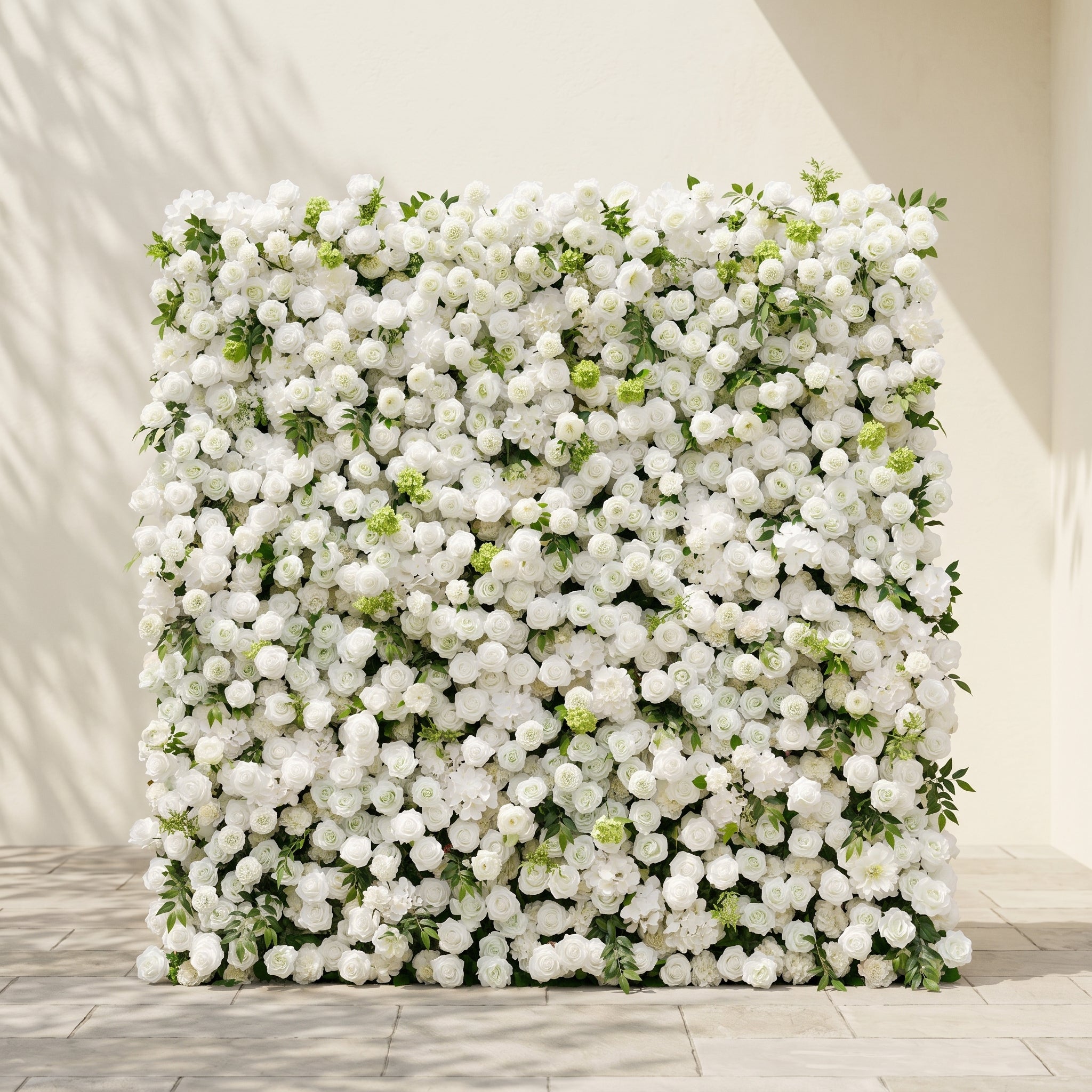 Raellyra:5D Soft Green &amp; Ivory White Silk Rose Flower Wall Roll-Up Fabric Backdrop for Romantic Weddings &amp; Proposals