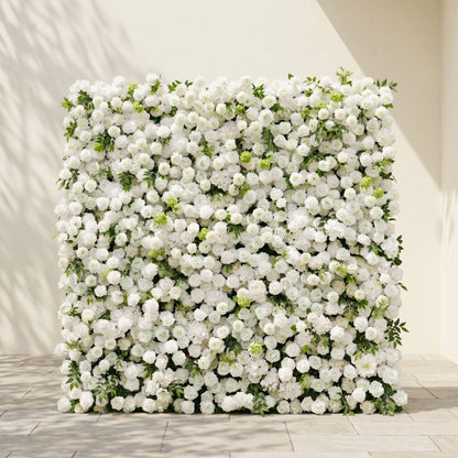 Raellyra:5D Soft Green &amp; Ivory White Silk Rose Flower Wall Roll-Up Fabric Backdrop for Romantic Weddings &amp; Proposals