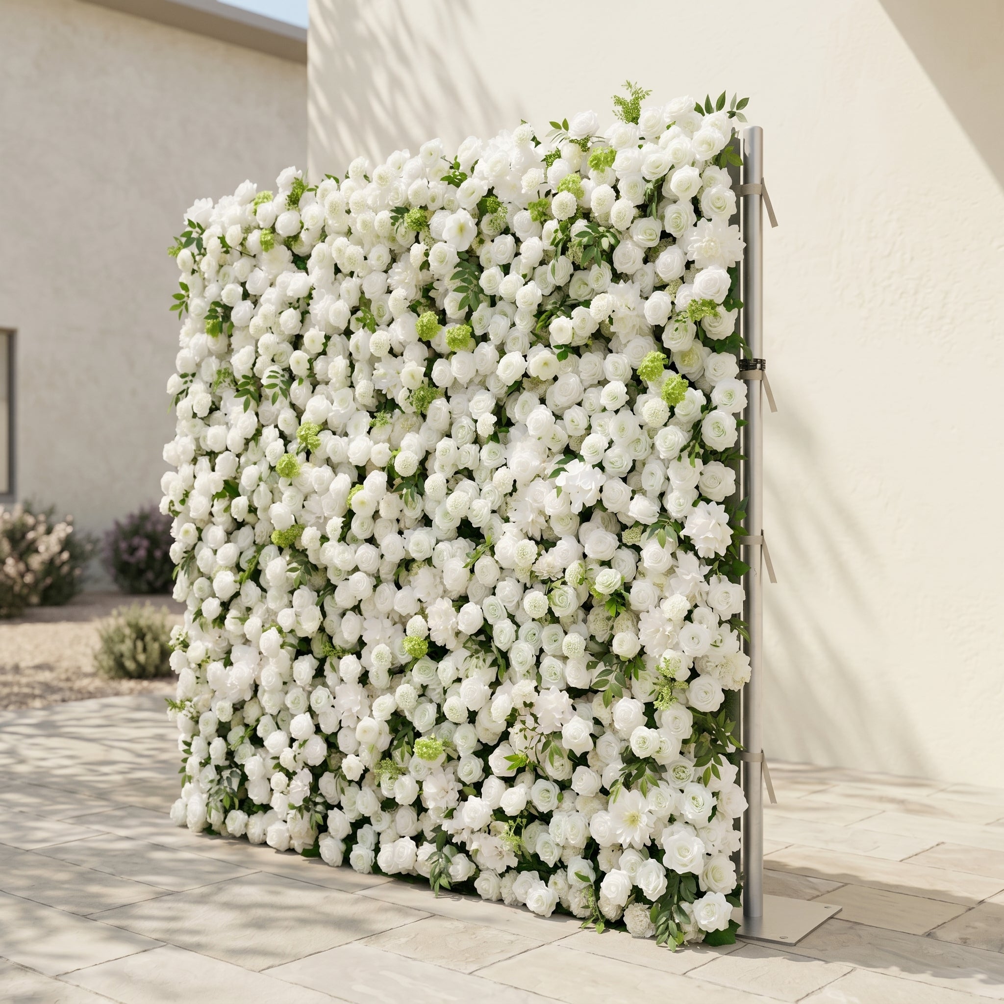 Raellyra:5D Soft Green &amp; Ivory White Silk Rose Flower Wall Roll-Up Fabric Backdrop for Romantic Weddings &amp; Proposals