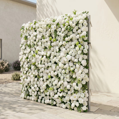 Raellyra:5D Soft Green &amp; Ivory White Silk Rose Flower Wall Roll-Up Fabric Backdrop for Romantic Weddings &amp; Proposals
