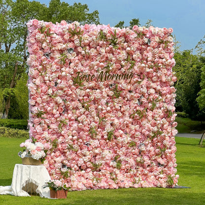 Rain：5D Garden Series New Fabric Artificial rolling up curtain flower wall