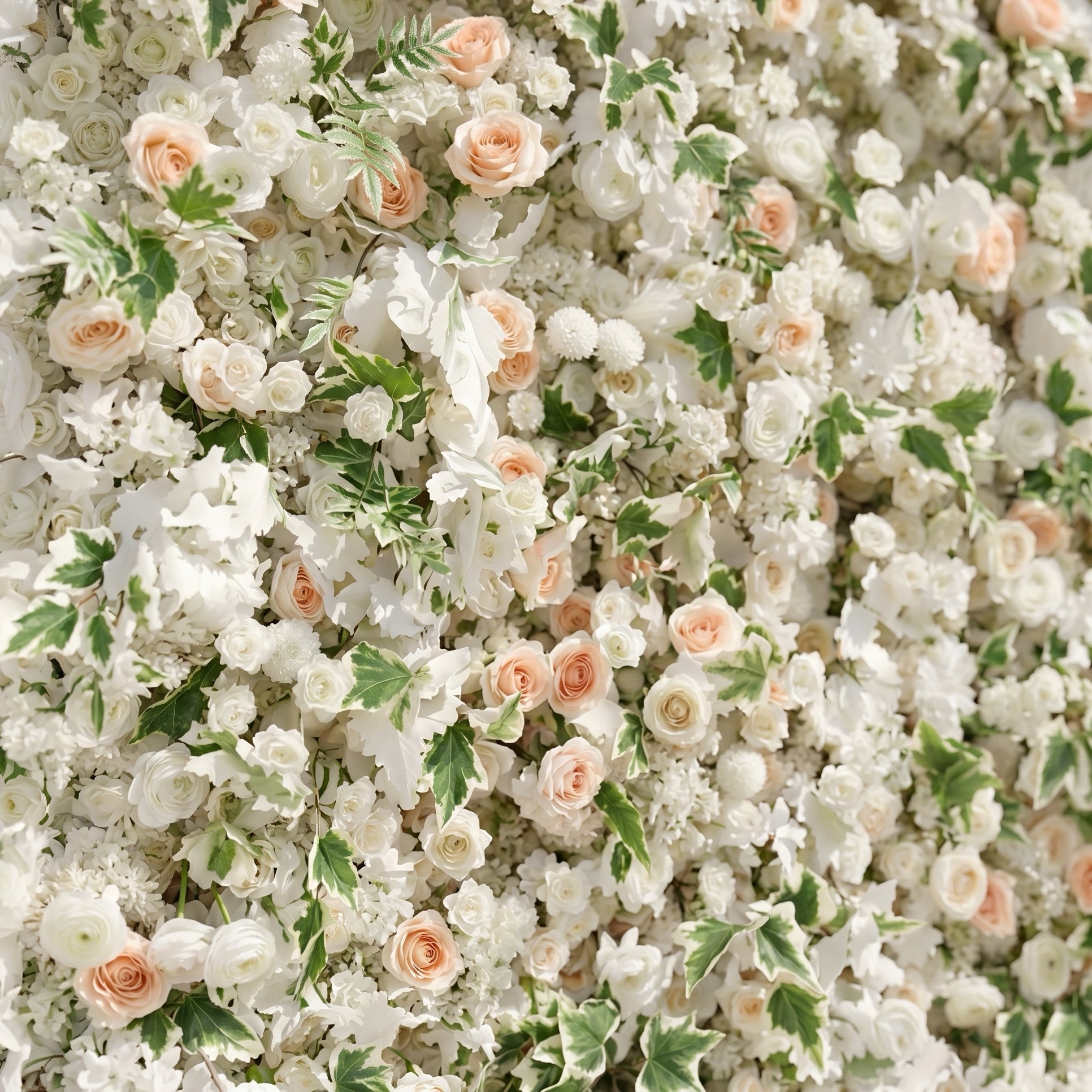 Ralyra:Luxury 5D White&amp;Champagne roses Flower wall with Greenery for Wedding&amp;Event Decor ralyra detail 1