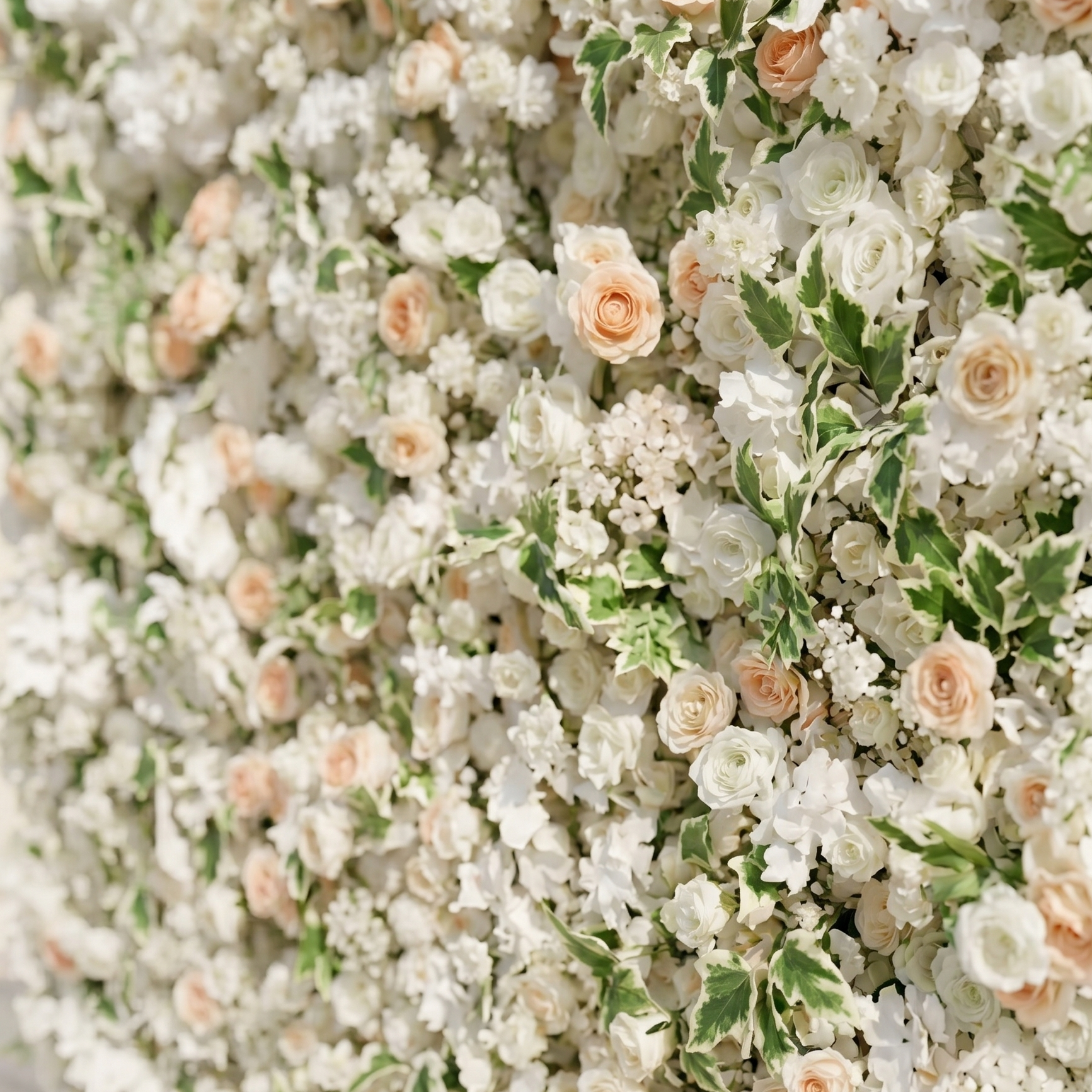 Ralyra:Luxury 5D White&amp;Champagne roses Flower wall with Greenery for Wedding&amp;Event Decor ralyra detail 2
