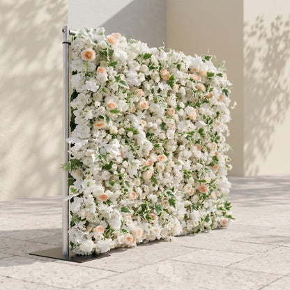 Ralyra:Luxury 5D White&amp;Champagne roses Flower wall with Greenery for Wedding&amp;Event Decor ralyra left