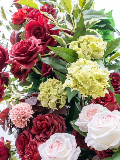 Ramona:Red Rose Wedding Background Arch KT Backdrop Decorative Flower Row Excludes Frame