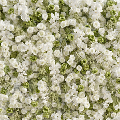 Ravalia: Luxury 5D White &amp; Sage Green Silk Floral Wall Roll-Up Backdrop for Elegant Minimalist Weddings