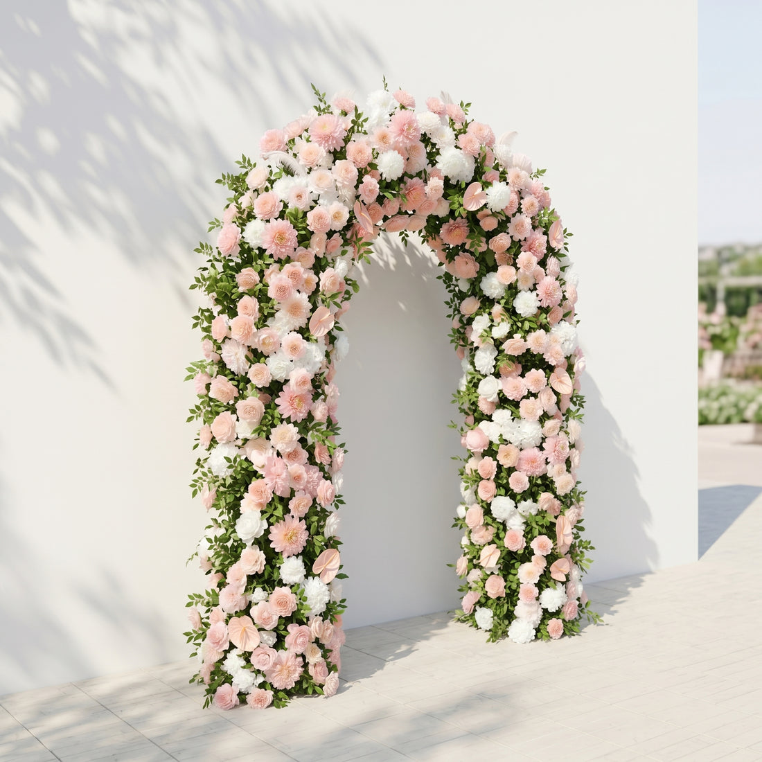Ravnora:Luxury Pink Flower Arch Door Arch for Weddings&amp;Event Decor Including Frame ravnora left
