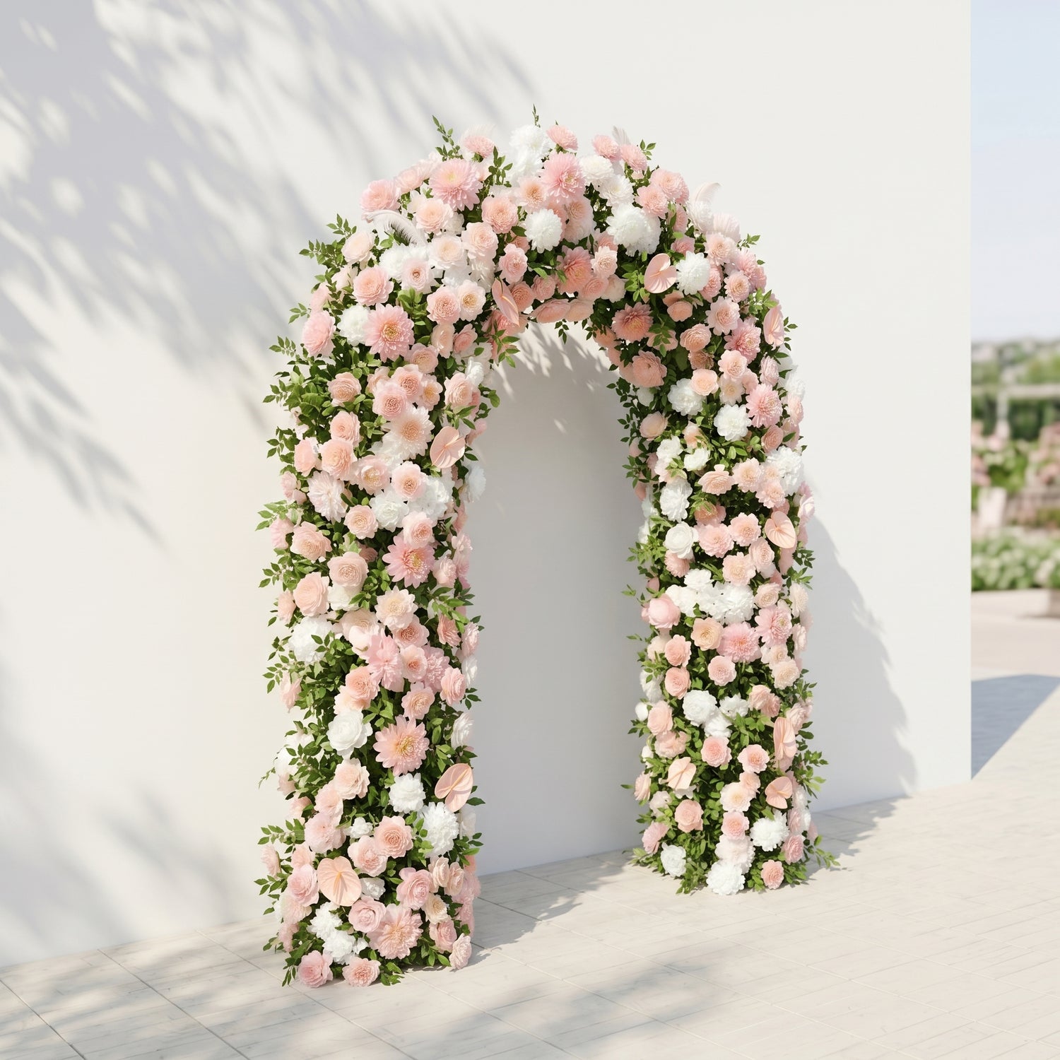 Ravnora:Luxury Pink Flower Arch Door Arch for Weddings&amp;Event Decor Including Frame ravnora left