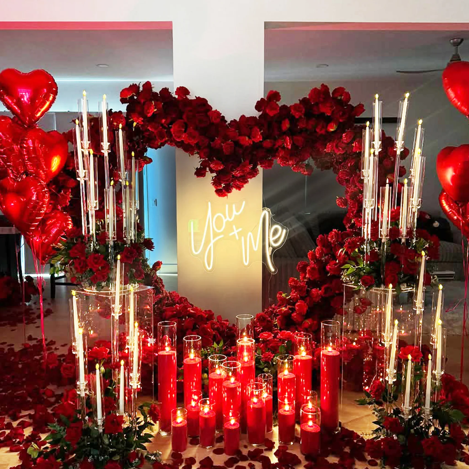 Red Heart 2023：New Wedding Party Background Floral Arch Decoration Including Frame -R810