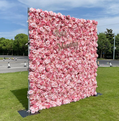 Rina：3D Fabric Artificial rolling up curtain flower wall