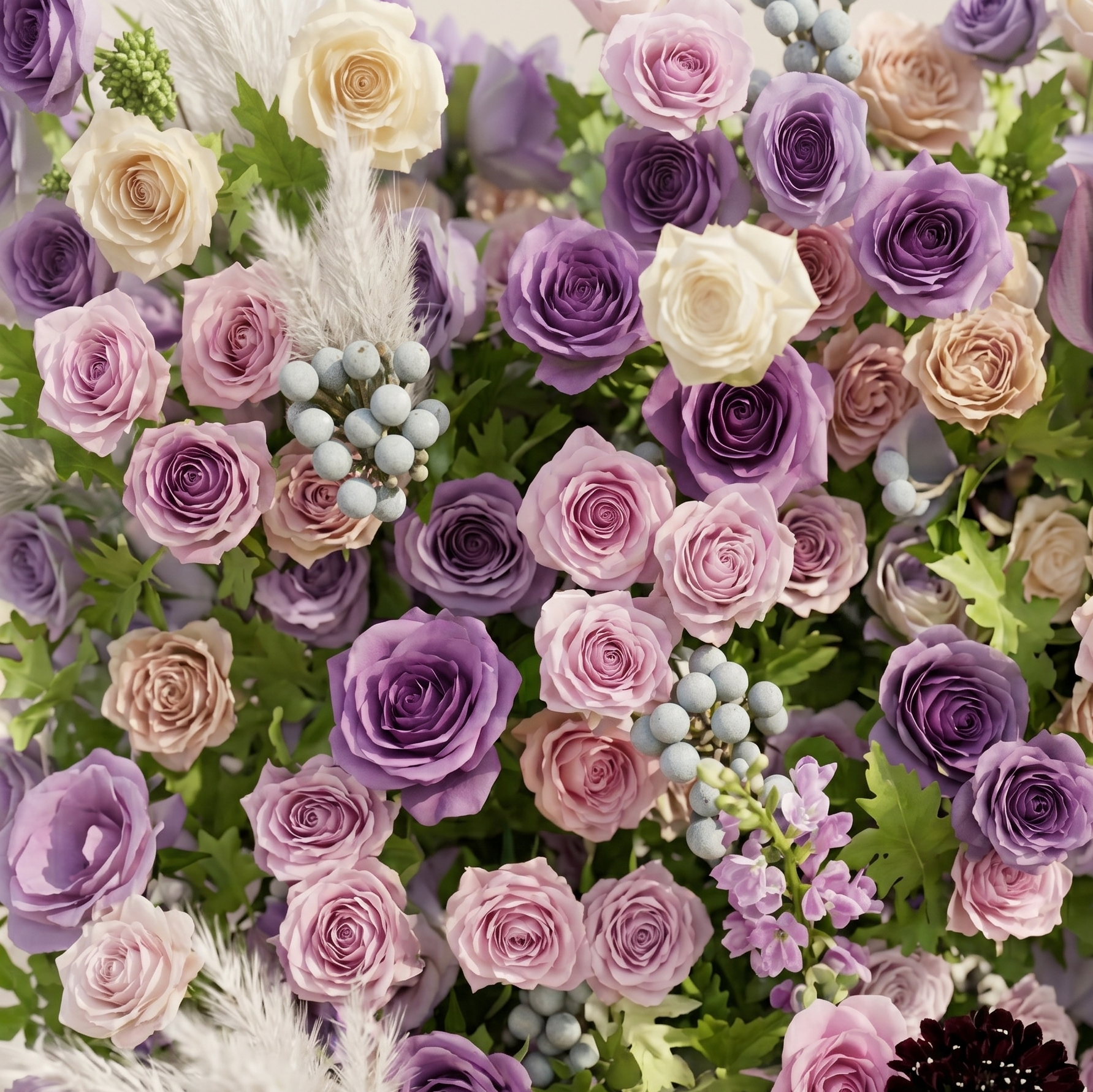 Romyiva:New Luxury 4D Purple&amp;Pink Roses Flower wall for outdoor and indoor Weddings&amp;Event Decoration romyiva detail 1