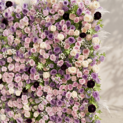 Romyiva:New Luxury 4D Purple&amp;Pink Roses Flower wall for outdoor and indoor Weddings&amp;Event Decoration romyiva detail 3