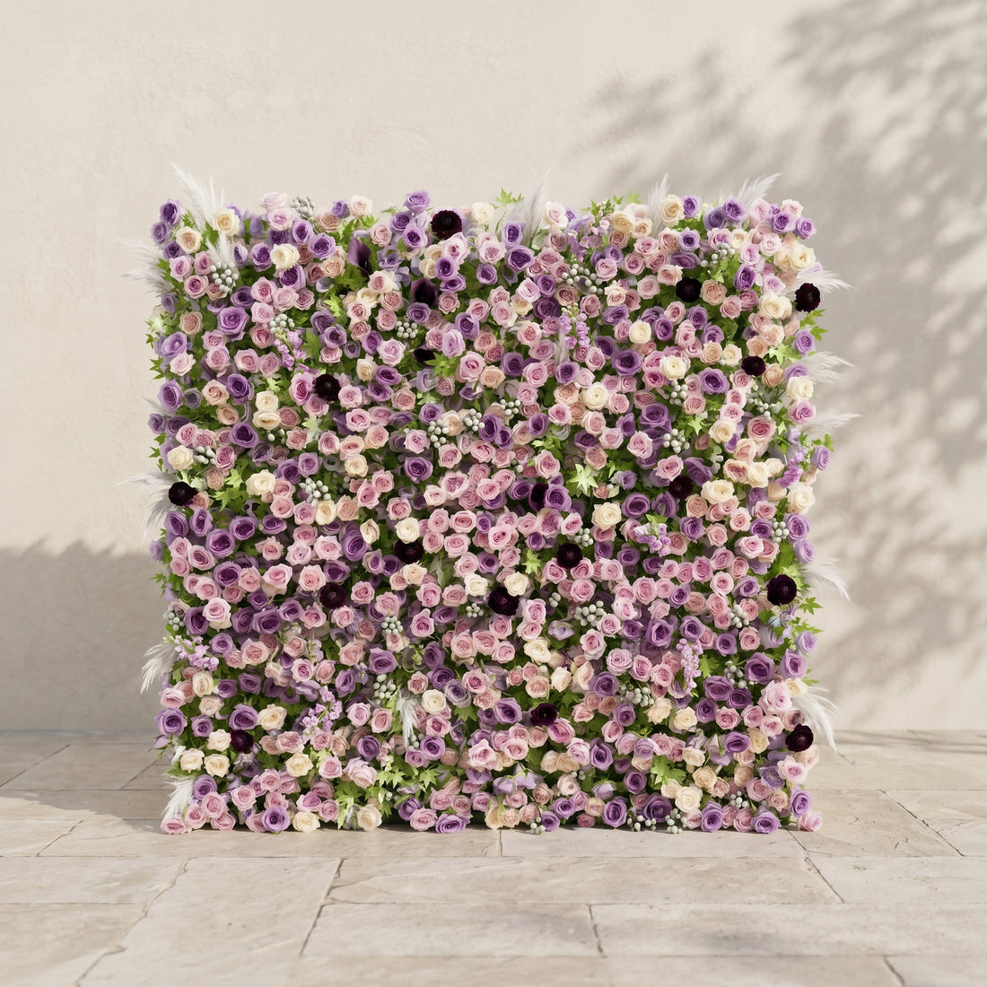 Romyiva:New Luxury 4D Purple&amp;Pink Roses Flower wall for outdoor and indoor Weddings&amp;Event Decoration romyiva front