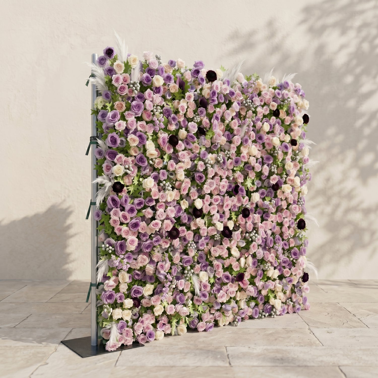 Romyiva:New Luxury 4D Purple&amp;Pink Roses Flower wall for outdoor and indoor Weddings&amp;Event Decoration romyiva left