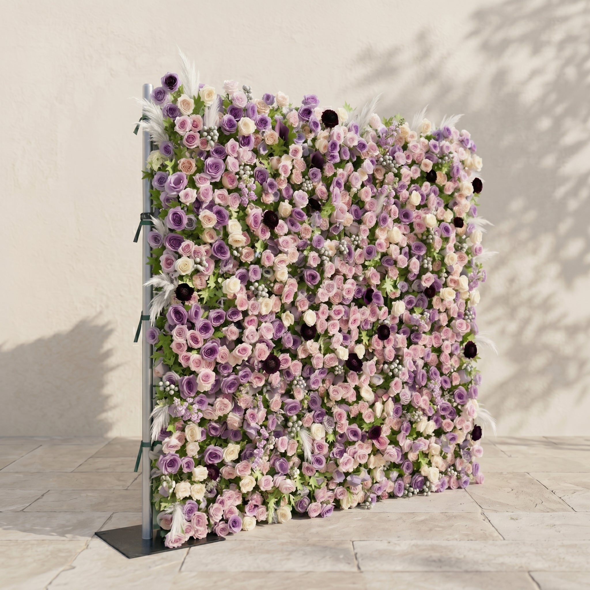 Romyiva:New Luxury 4D Purple&amp;Pink Roses Flower wall for outdoor and indoor Weddings&amp;Event Decoration romyiva left