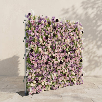 Romyiva:New Luxury 4D Purple&amp;Pink Roses Flower wall for outdoor and indoor Weddings&amp;Event Decoration romyiva left