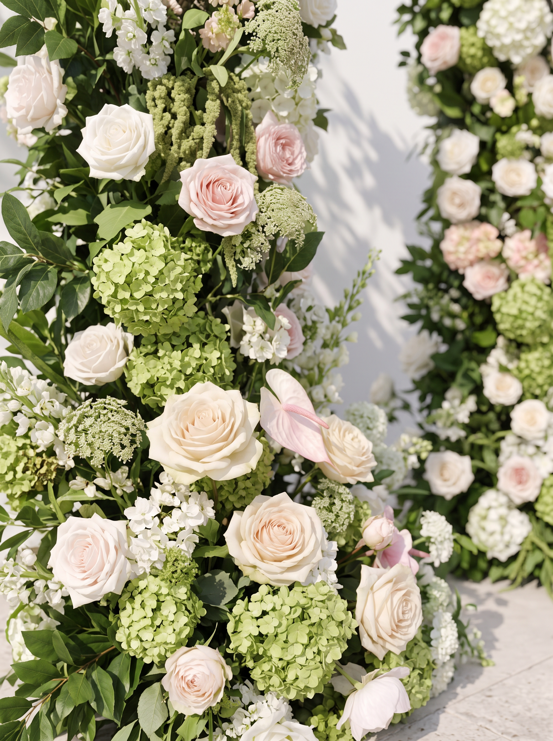 Romyloria Luxury Horn Shaped Flower Arch with Frame for Wedding Party Event Backdrop Decoration — floral detail