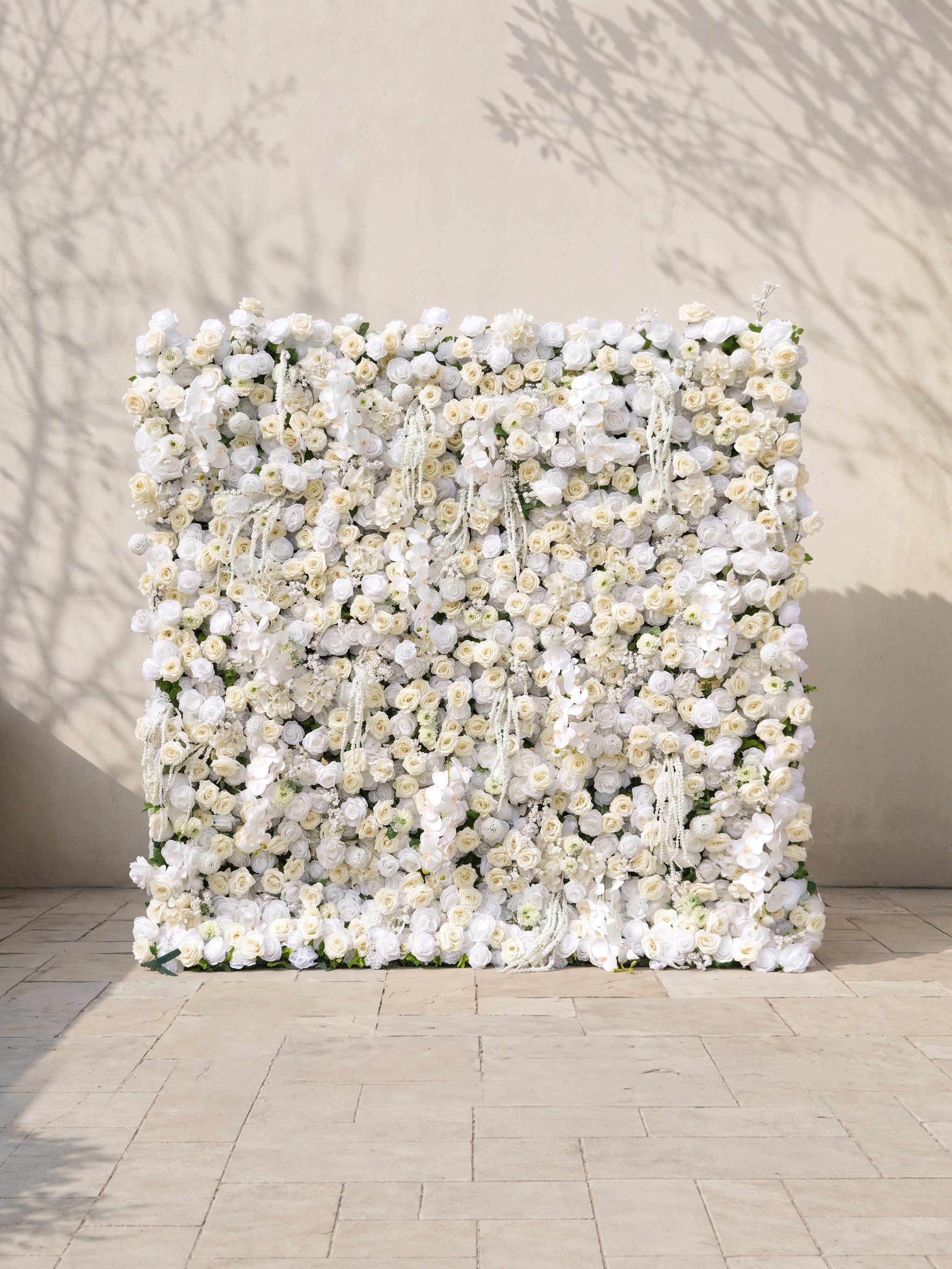 Romyrella 5D Fabric Artificial rolling up curtain flower wall — front view