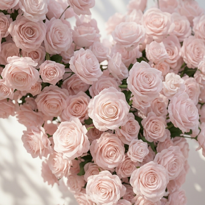 Rosellea: Heart-Shaped Pastel Pink Silk Rose Flower Arch Floral Arrangement for Romantic Weddings &amp; Proposal