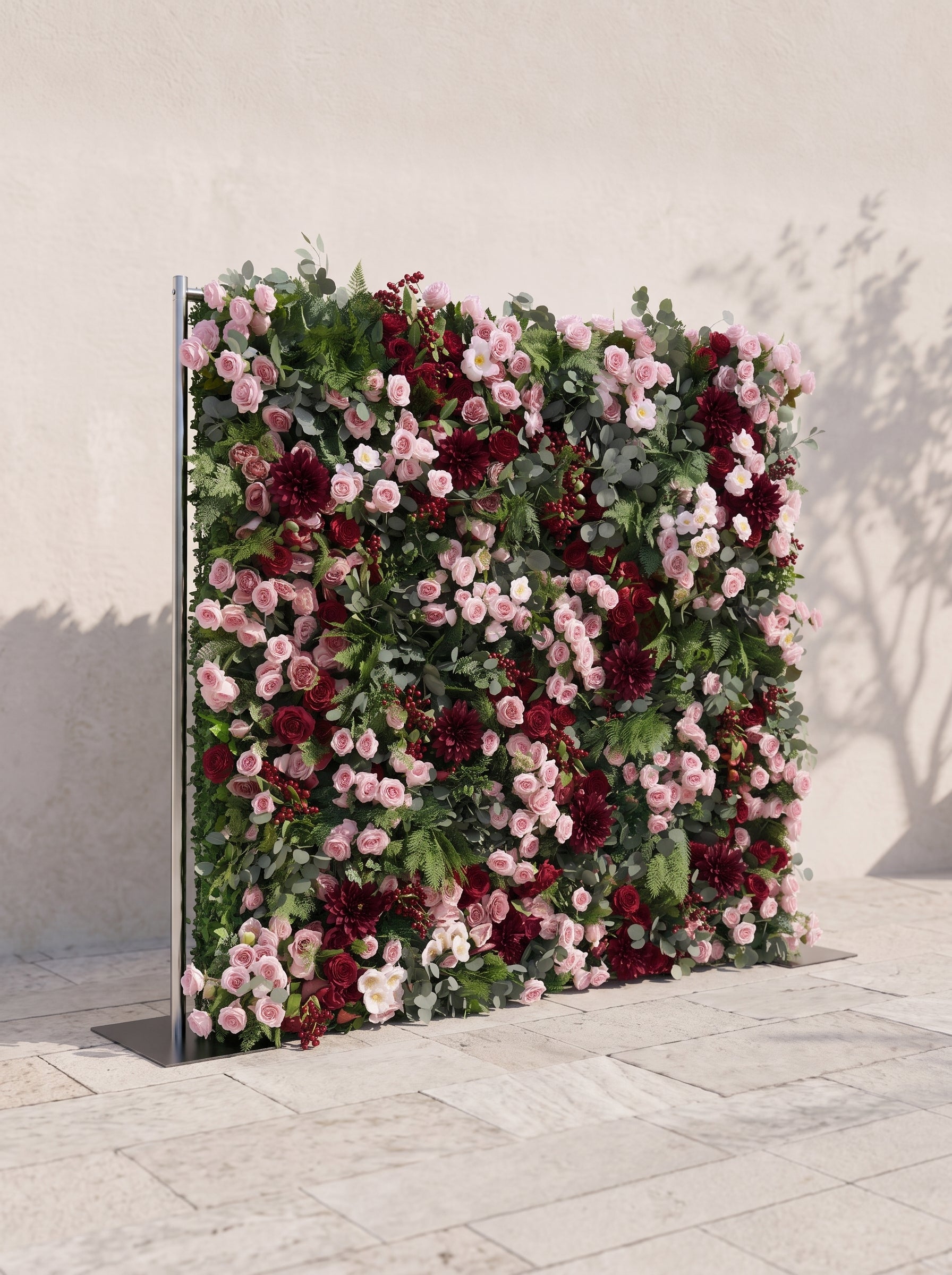 Rosmora 5D Fabric Artificial rolling up curtain flower wall — left view