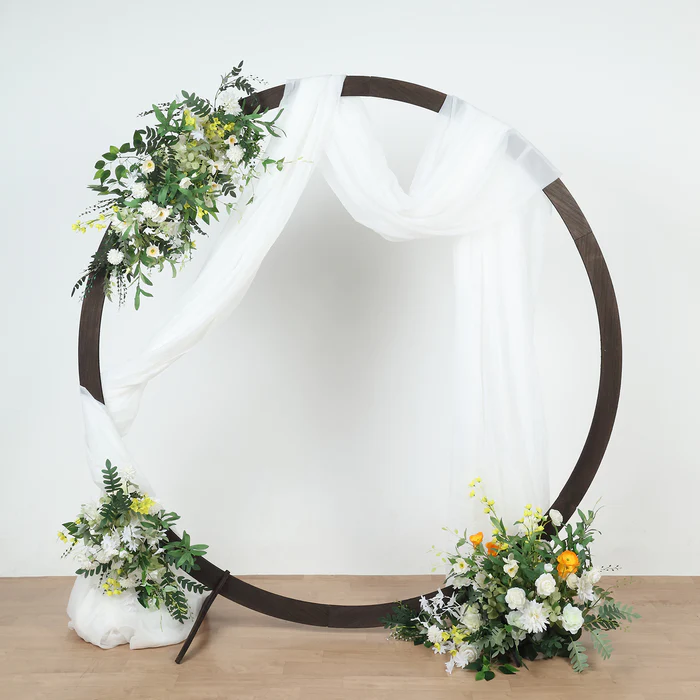 S023: 2023 New Wedding and Event Natural Brown Wood Round Event Party Arbor Backdrop Stand Rose Morning