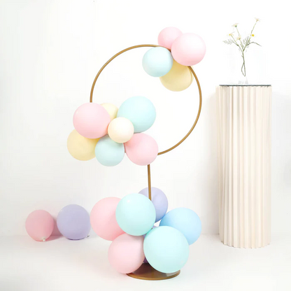 S026:Adjustable Gold Balloon Column With Hoop Flower Pillar Stand Rose Morning