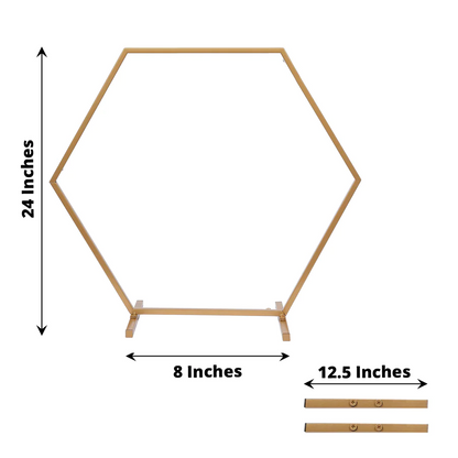 S029: Gold Metal Hexagon Self Standing Flower Balloon Frame Wedding Arch Table Centerpiece Stand Rose Morning