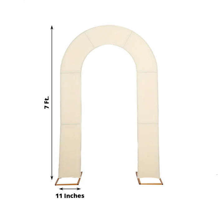 Beige Spandex Fitted Open Arch Wedding Arch Cover 7ft Rose Morning
