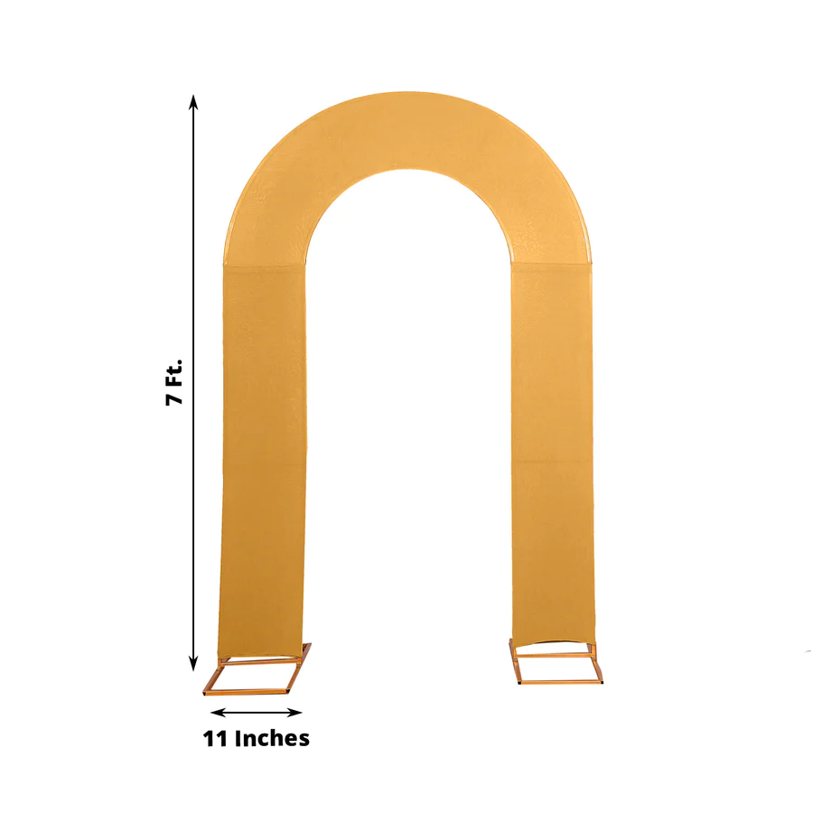 Gold Spandex Fitted Open Arch U-Shaped Wedding Arch Cover 7ft Rose Morning
