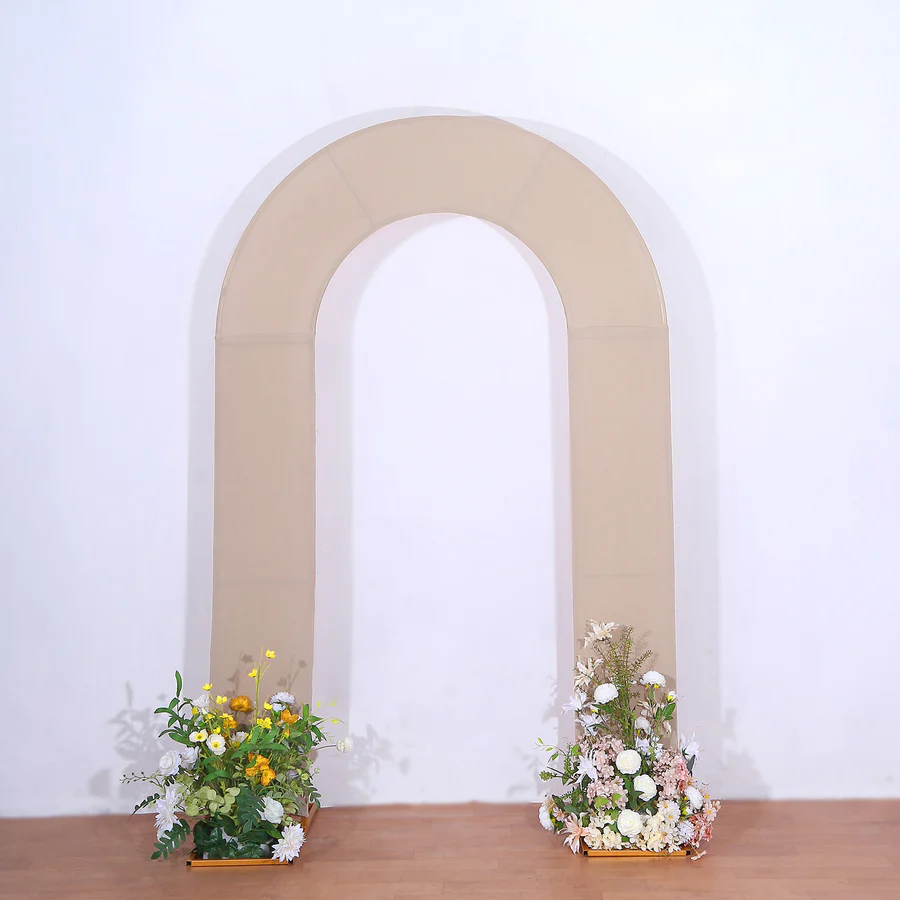Nude Spandex Fitted Open Arch U-Shaped Wedding Arch Cover 7ft Rose Morning