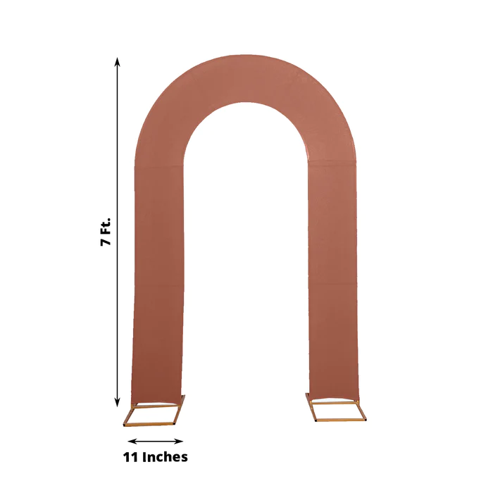Terracotta Spandex Fitted Open Arch U-Shaped Wedding Arch Cover 7ft Rose Morning