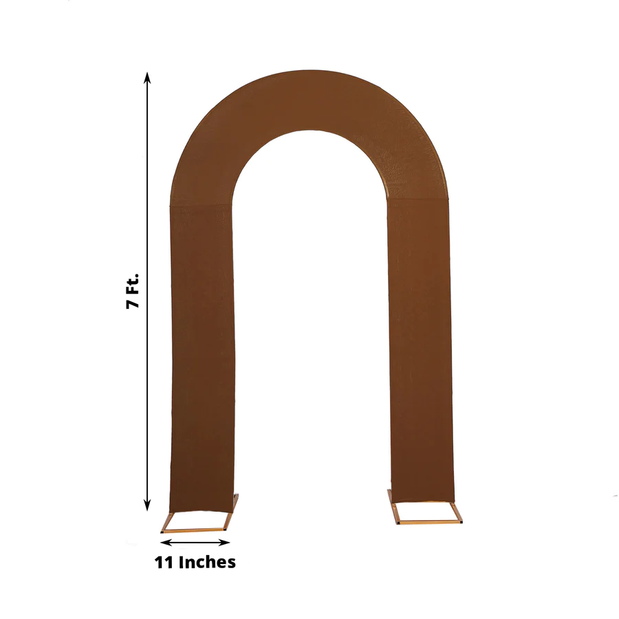 Brown Spandex Fitted Open Arch U-Shaped Wedding Arch Cover 7ft Rose Morning