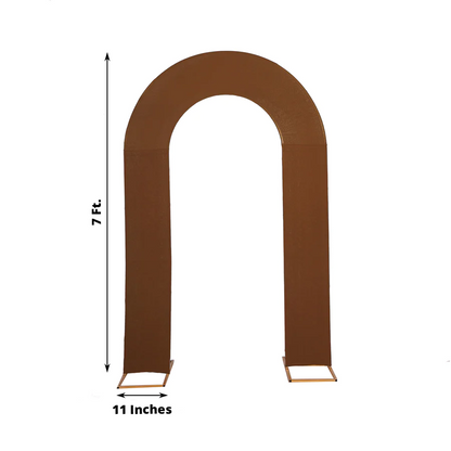 Brown Spandex Fitted Open Arch U-Shaped Wedding Arch Cover 7ft Rose Morning