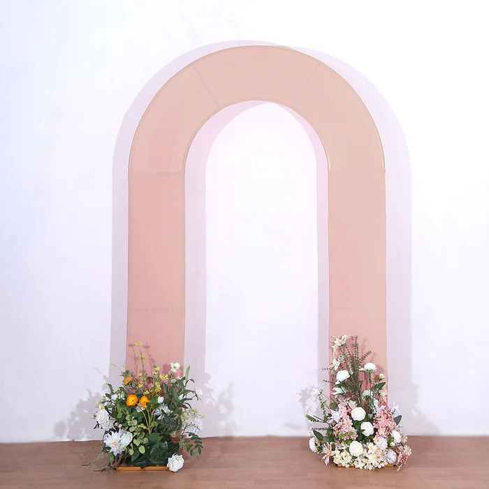 Dusty rose spandex Fitted Open Arch U-Shaped Wedding Arch Cover 7ft Rose Morning