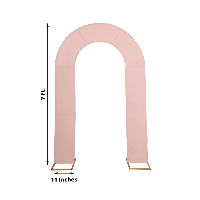 Dusty rose spandex Fitted Open Arch U-Shaped Wedding Arch Cover 7ft Rose Morning