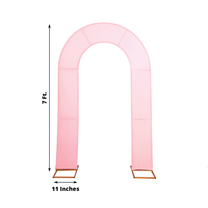 Pink spandex Fitted Open Arch U-Shaped Wedding Arch Cover 7ft Rose Morning