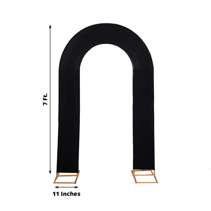 Black Spandex Fitted Open Arch U-Shaped Wedding Arch Cover Rose Morning
